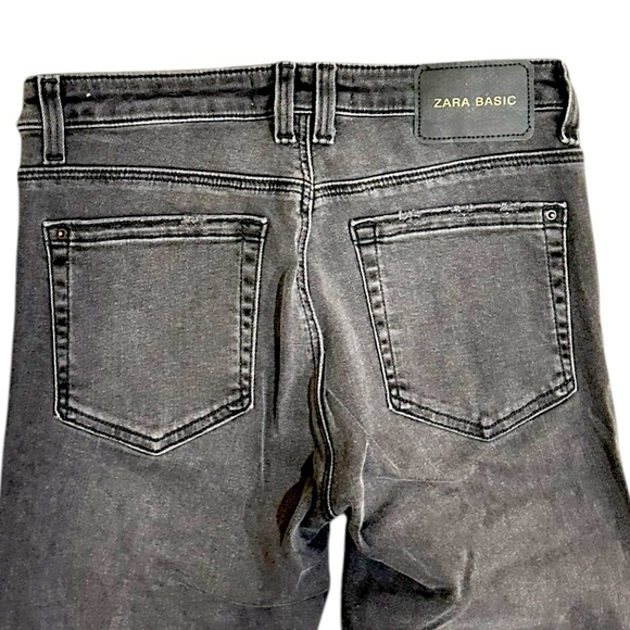 Nwt Zara mid rise skinny Jeans charcoal gray python print stripe tuxedo size 4 - Picture 5 of 7